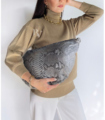 Imani Genuine python leather bag  in grey + 40 colors