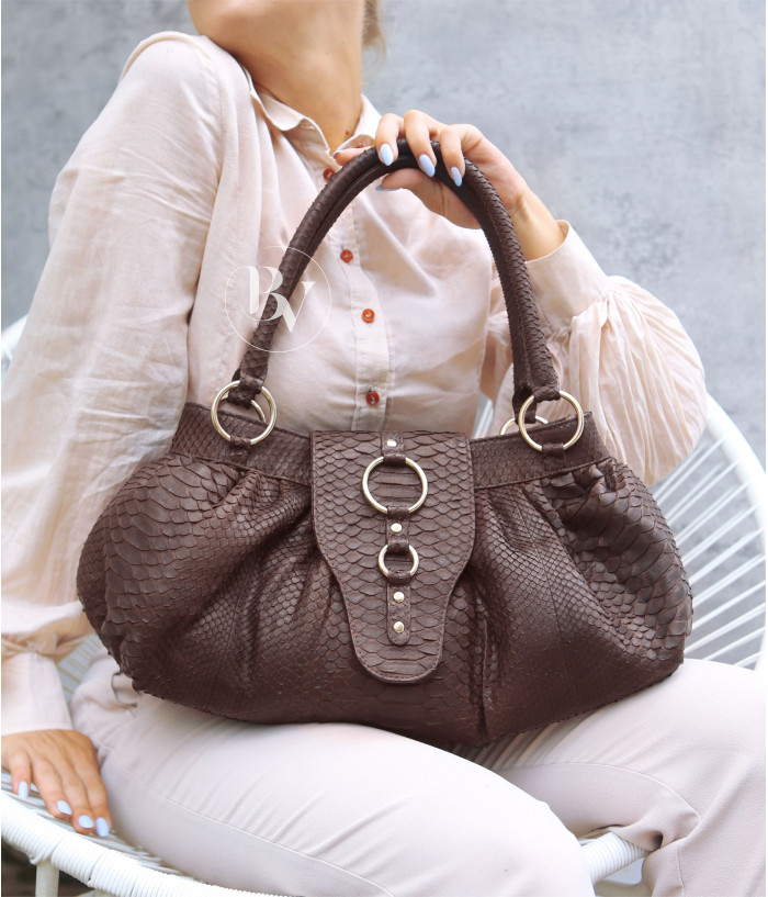 Jose Genuine python leather bag in brown + 40 colors