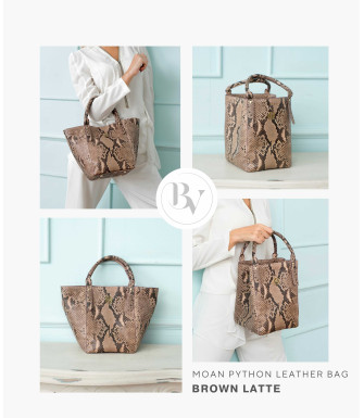 Moan Genuine python leather bag in brown latte + 40 colors