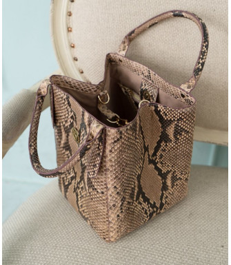 Moan Genuine python leather bag in brown latte + 40 colors