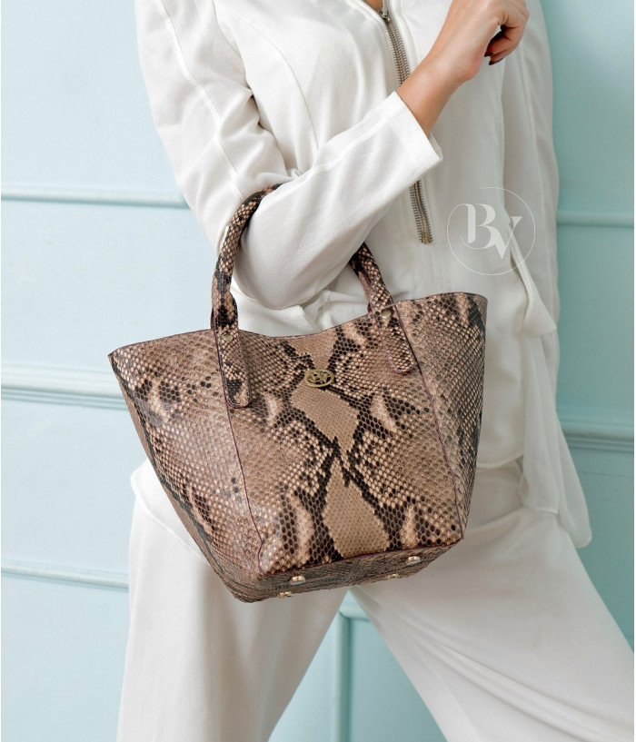 Moan Genuine python leather bag in brown latte + 40 colors