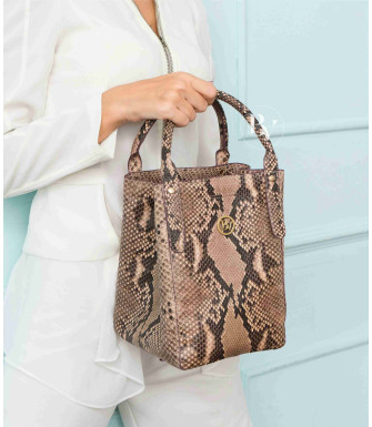 Moan Genuine python leather bag in brown latte + 40 colors